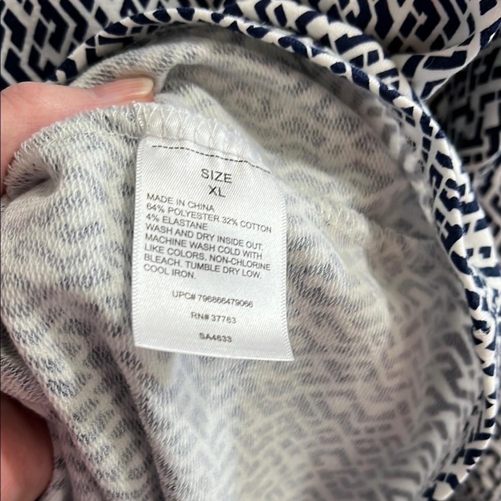 Rafaella Navy and White 3/4 Sleeve Sweatshirt - Picture 3 of 5